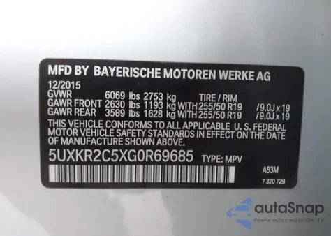 2016 BMW X5 Sdrive35I from USA, damaged, VIN 5UXKR2C5XG0R69685
